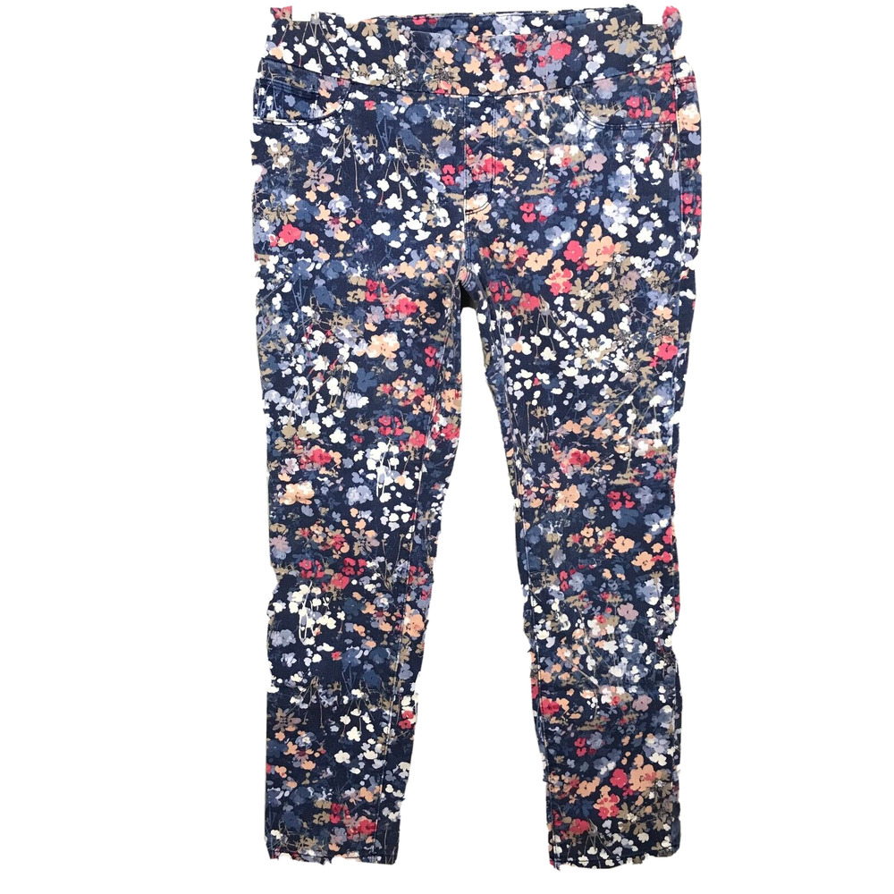 Chicos Pants Womens Sz 4P Blue Floral Stretch Jeggings Skinny‎ Legs